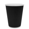 Karat C-KRC512B 12 oz Ripple Paper Hot Cup - Black (Case of 500)